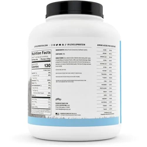 Levels Grass Fed 100% Whey Protein, No Hormones, Unflavored, 5LB - TrustMedUSA