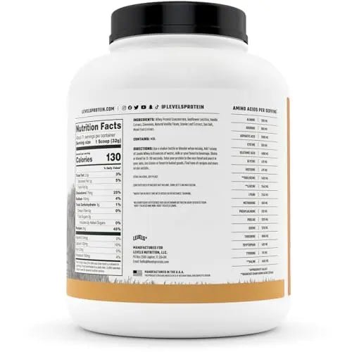 Levels Grass Fed 100% Whey Protein, No Hormones, Vanilla Cinnamon, 5LB - TrustMedUSA
