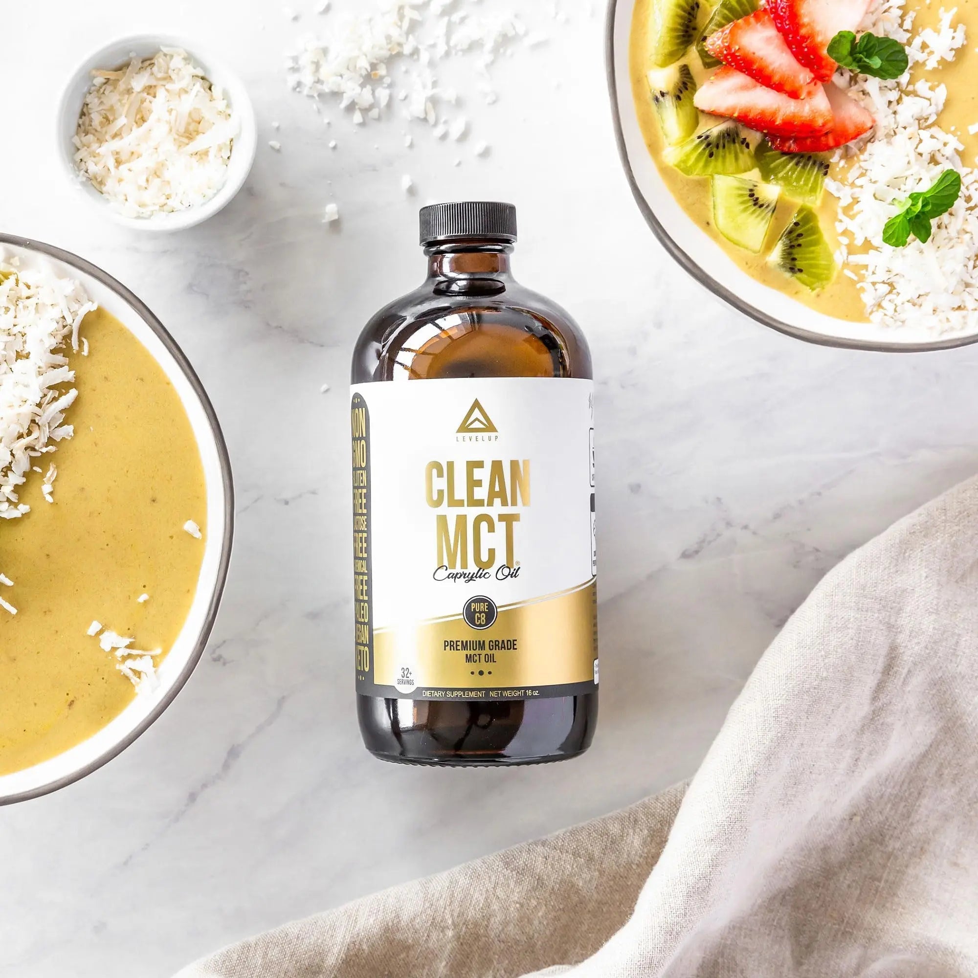 LevelUp Clean MCT Oil - 100% Caprylic C8 for Energy, Focus, Weight Management - TrustMedUSA