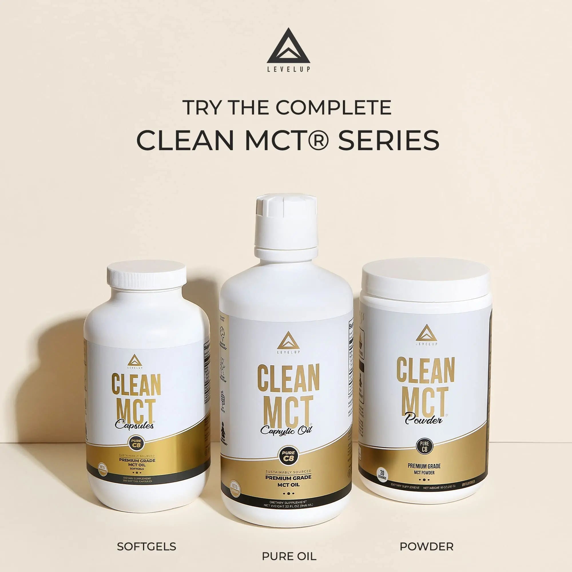 LevelUp Clean MCT Oil - 100% Caprylic C8 for Energy, Focus, Weight Management - TrustMedUSA