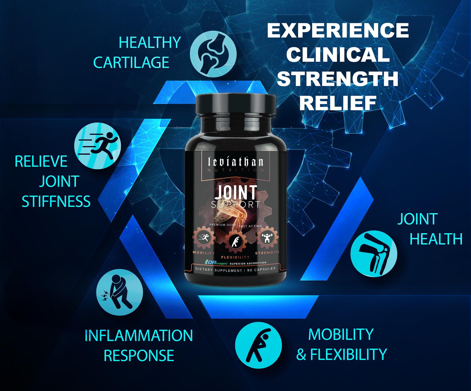 Leviathan Nutrition Joint Support | Helps Repair & Restore Joints for Comfort Mobility, Flexibility, Strength & Joint Health with Boswellia for Hands Back Knee and Joints for Men & Women - 90 Capsules - TrustMedUSA