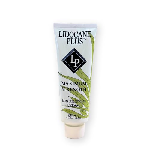 Lidocaine Plus 4% Lidocaine Cream Maximum Strength Pain & Itch Relief - Non-Greasy Formula Numbing Cream - Fast Acting Topical Pain Reliever, Soothing Topical Analgesic Aloe Vera Scent - 4 oz - TrustMedUSA