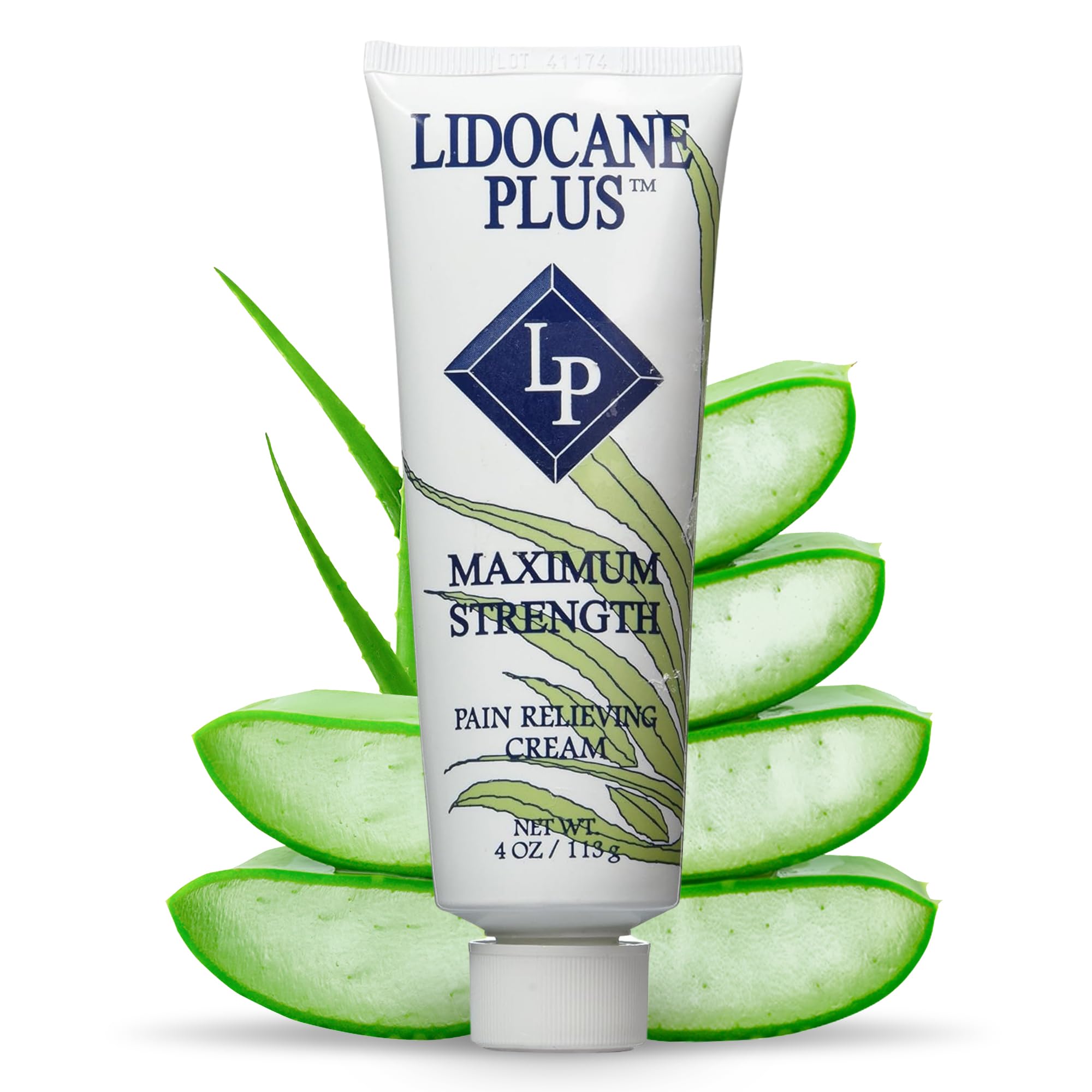 Lidocaine Plus 4% Lidocaine Cream Maximum Strength Pain & Itch Relief - Non-Greasy Formula Numbing Cream - Fast Acting Topical Pain Reliever, Soothing Topical Analgesic Aloe Vera Scent - 4 oz - TrustMedUSA