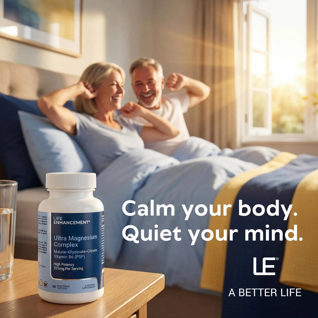 Life Enhancement Ultra Triple Magnesium Complex - 325 mg - with B6, Glycinate, Malate & Citrate - Magnesium Supplement Enhance Sleep and Brain Function - Made in USA (90 Vegetarian Capsules) - TrustMedUSA