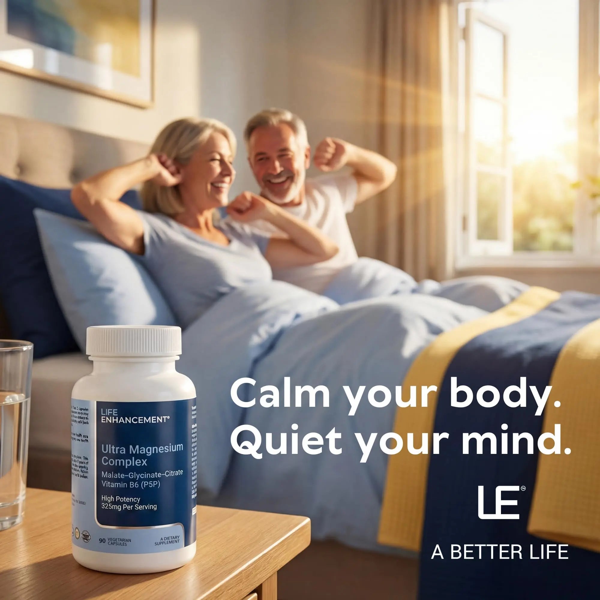 Life Enhancement Ultra Triple Magnesium Complex - 325 mg - with B6, Glycinate, Malate & Citrate - Magnesium Supplement Enhance Sleep and Brain Function - Made in USA (90 Vegetarian Capsules) - TrustMedUSA