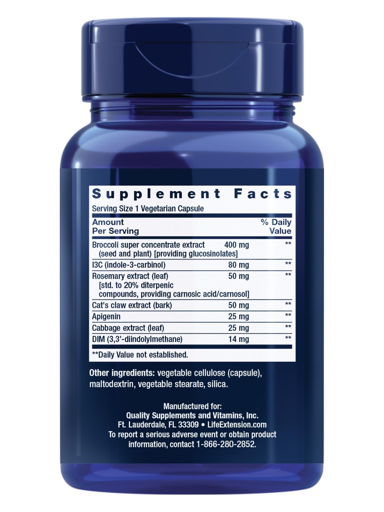 Life Extension Cruciferous Vegetable Extract Blend, Broccoli Extract, I3C, Helps Maintain DNA Health & Already Healthy Hormone Levels, Gluten Free, Non-GMO, Vegetarian, 60 Capsules - TrustMedUSA