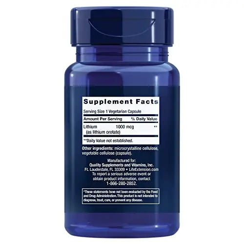 Life Extension Lithium 1000 mcg - for Brain Health, Anti-Aging & Longevity - TrustMedUSA