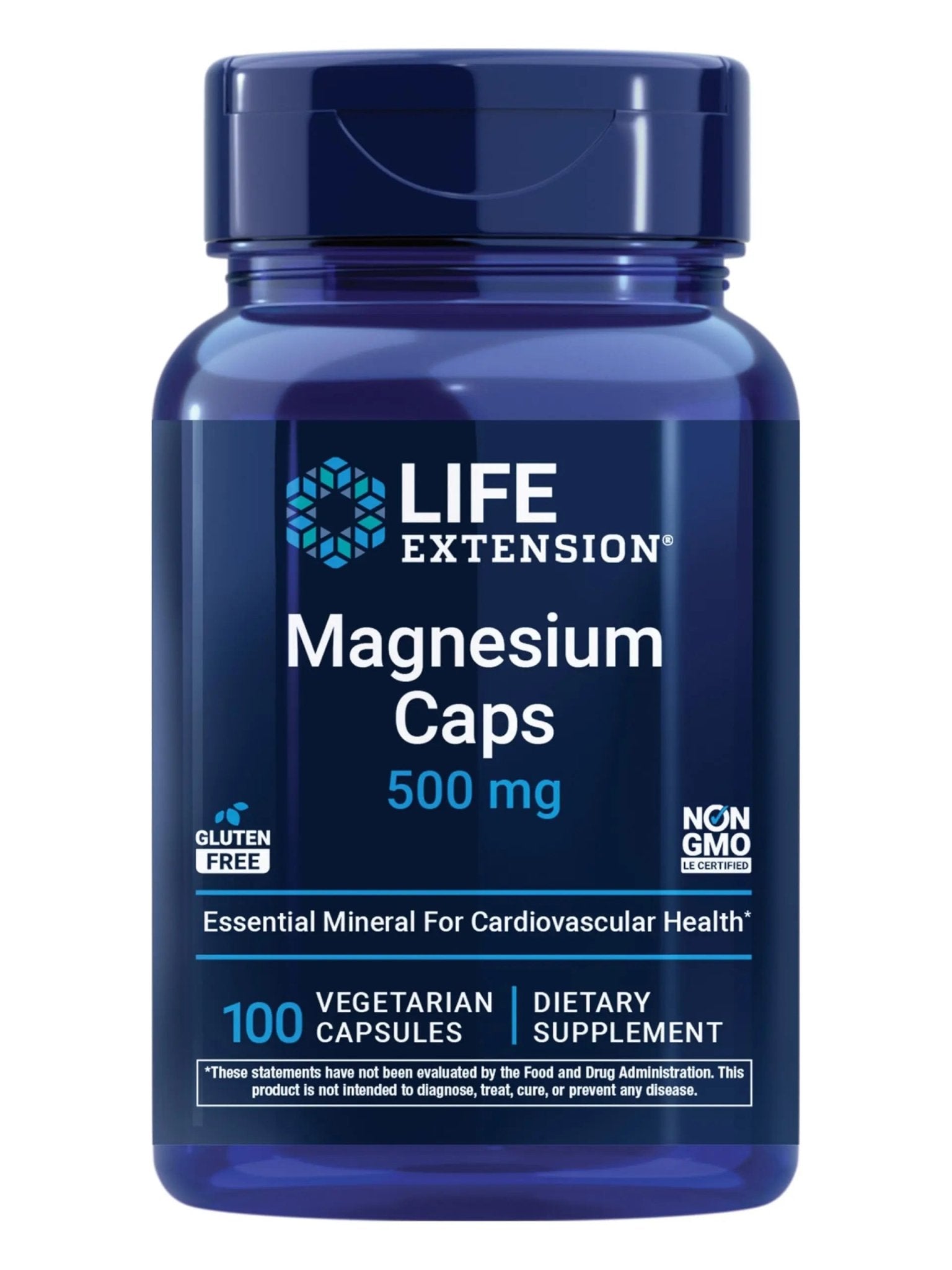 Life Extension Magnesium Caps, 500 mg, Magnesium Oxide, Citrate, and Succinate, Heart Health, Healthy Bones, Metabolism Support, 100 Vegetarian Capsules - TrustMedUSA