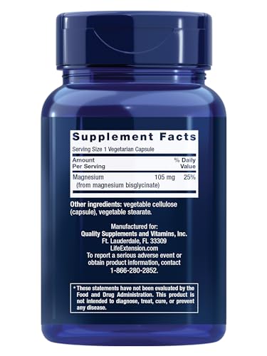 Life Extension Magnesium Glycinate, Heart Health, Bone Health, Nerve and Muscle Support, Highly absorbable, Gluten-Free, Non-GMO - TrustMedUSA
