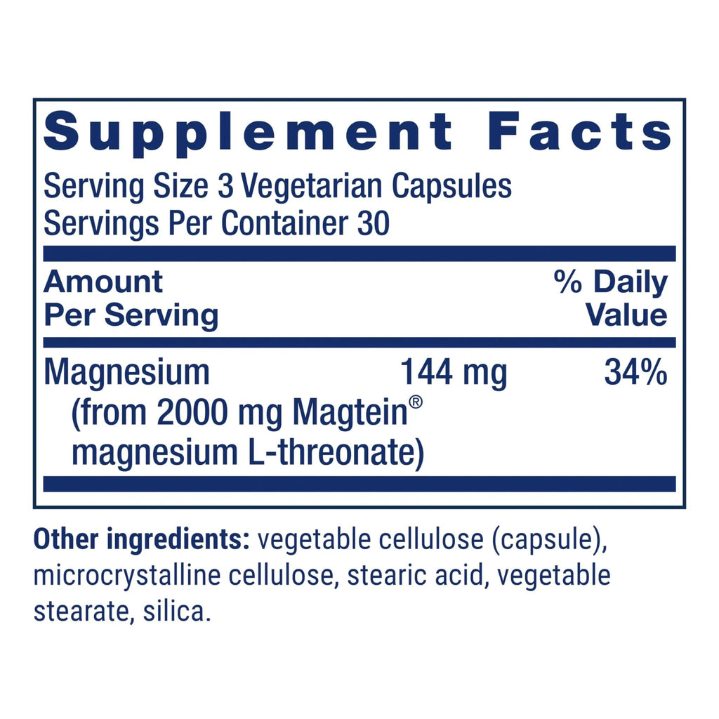 Life Extension Neuro-Mag Magnesium L-Threonate, Memory Health, Quick Thinking, Cognitive Health Support, Vegetarian, Non-GMO, 90 Vegetarian Capsules (144 mg from 2000 mg Magtein magnesium L-threonate - TrustMedUSA