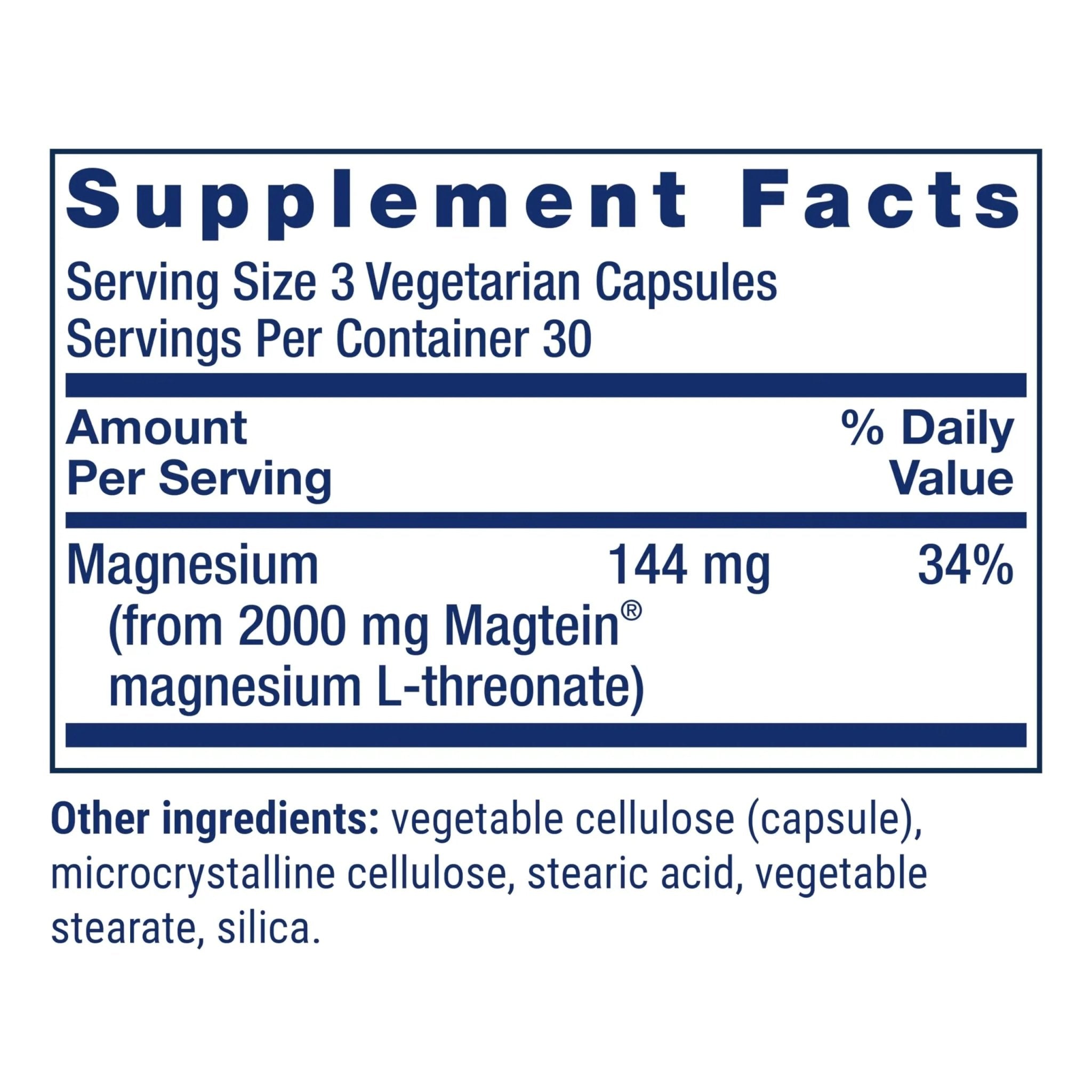 Life Extension Neuro-Mag Magnesium L-Threonate, Memory Health, Quick Thinking, Cognitive Health Support, Vegetarian, Non-GMO, 90 Vegetarian Capsules (144 mg from 2000 mg Magtein magnesium L-threonate - TrustMedUSA