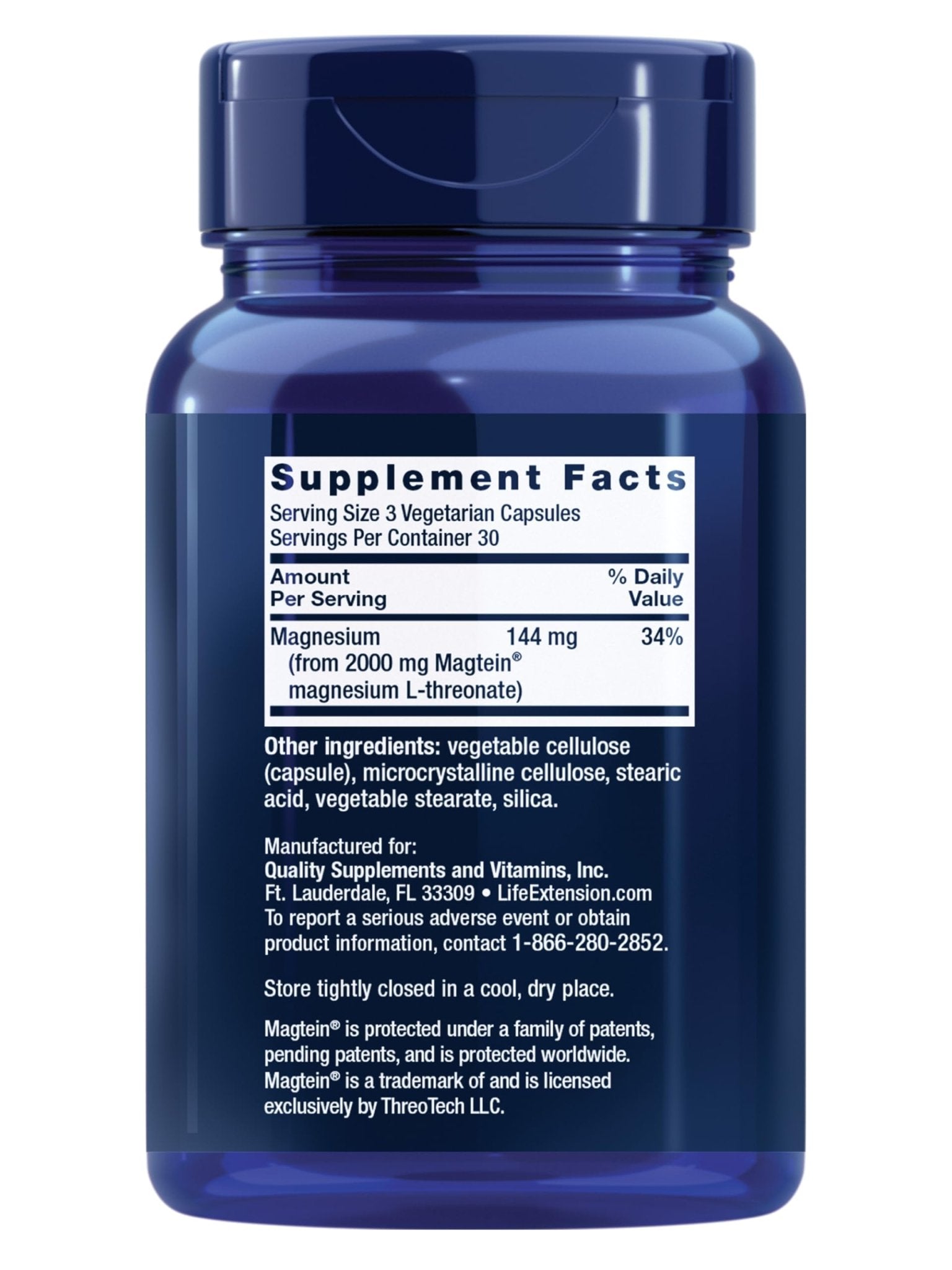 Life Extension Neuro-Mag Magnesium L-Threonate, Memory Health, Quick Thinking, Cognitive Health Support, Vegetarian, Non-GMO, 90 Vegetarian Capsules - TrustMedUSA