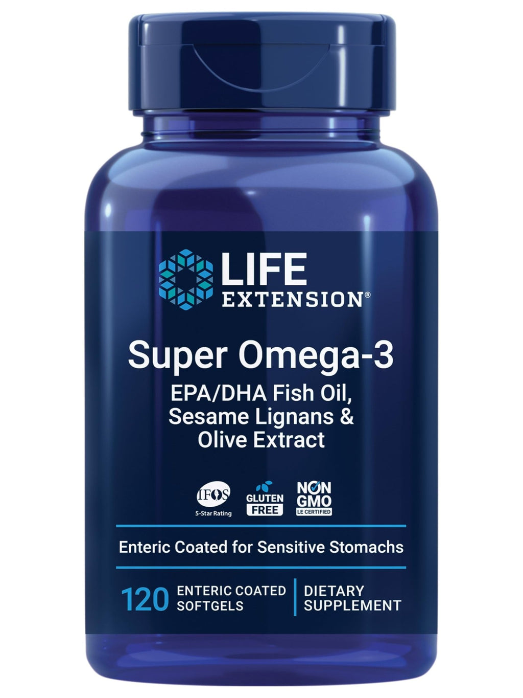 Life Extension Super Omega-3 EPA/DHA Fish Oil, Sesame Lignans & Olive Extract – Heart Health, Brain Health, Inflammation Health Support, Gluten-Free, Enteric-Coated, Non-GMO, 120 Softgels - TrustMedUSA
