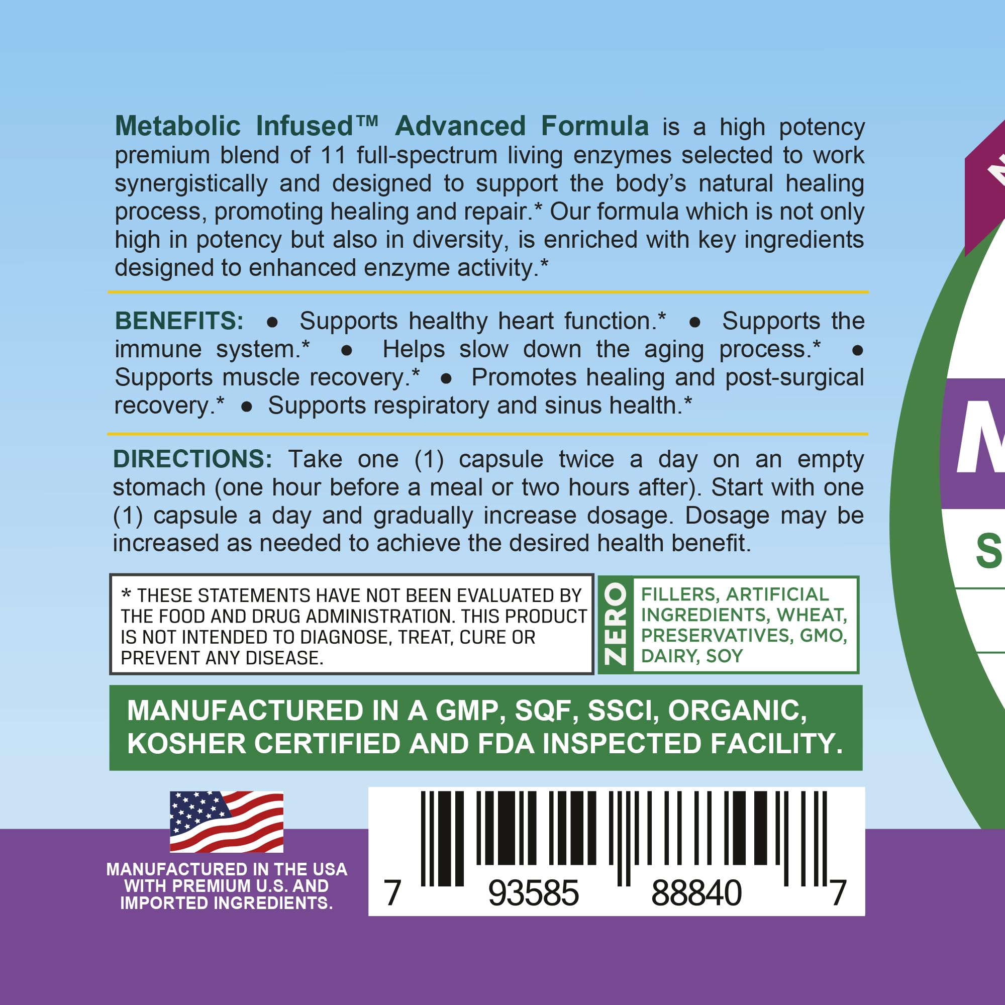 Life Infused Metabolic Enzymes – Systemic Enzyme Supplement with Serrapeptase, Nattokinase, Bromelain & Protease Blend – 72 Trace Minerals – Immune & Circulation Support – Vegan, Non-GMO – 90 Capsules - Maple Wellness Supplements