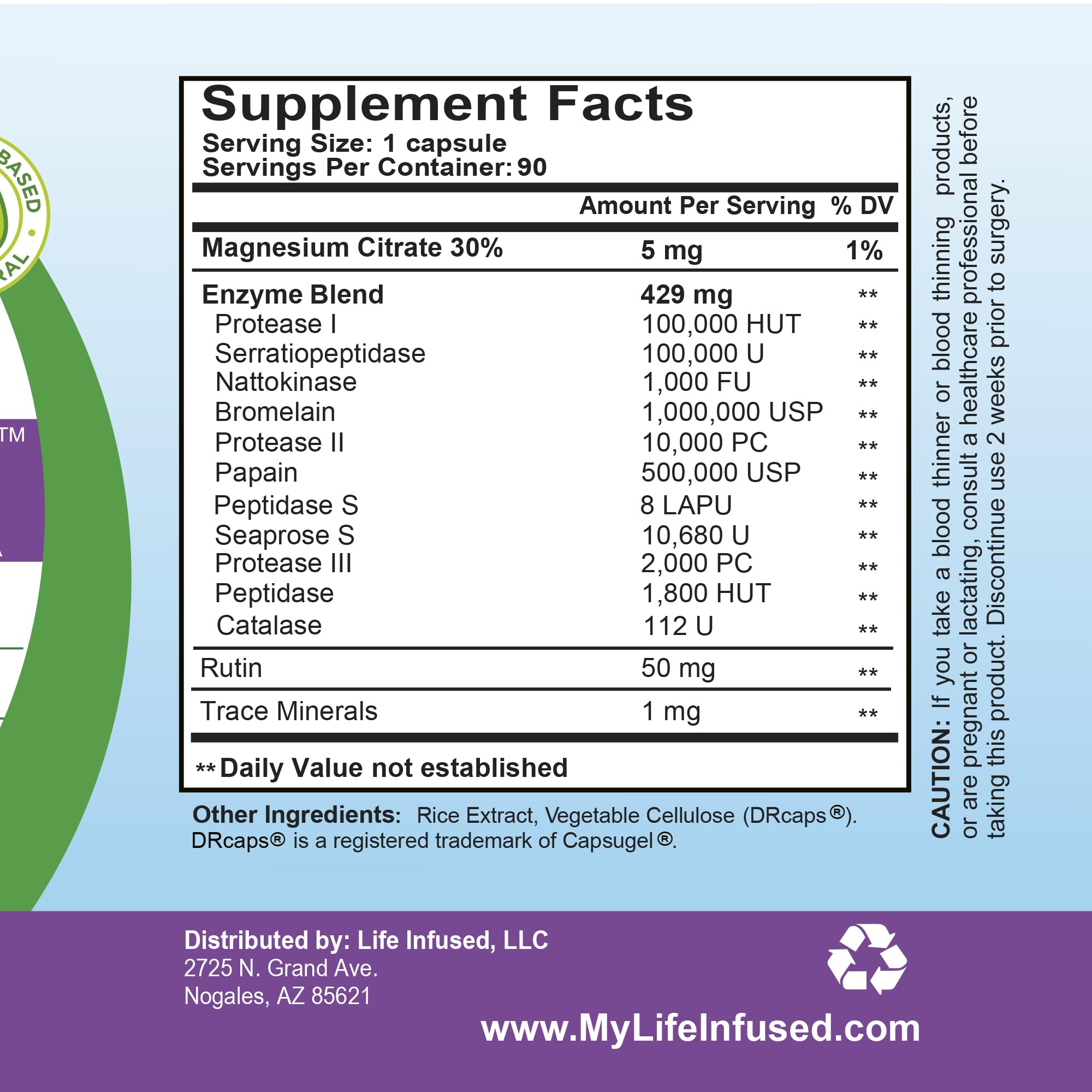 Life Infused Metabolic Enzymes – Systemic Enzyme Supplement with Serrapeptase, Nattokinase, Bromelain & Protease Blend – 72 Trace Minerals – Immune & Circulation Support – Vegan, Non-GMO – 90 Capsules - Maple Wellness Supplements