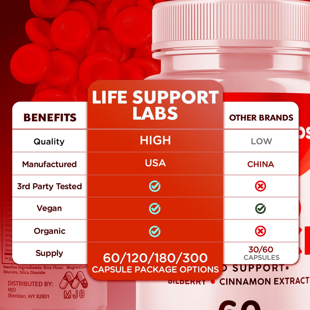 Life Support Labs Capsules, Official LifeSupportLabs Blood Health Pills with All Natural Ingredients, Life Support Labs Advanced Health & Wellness with Premium Vitamins for Women & Men (60 Capsules) - TrustMedUSA
