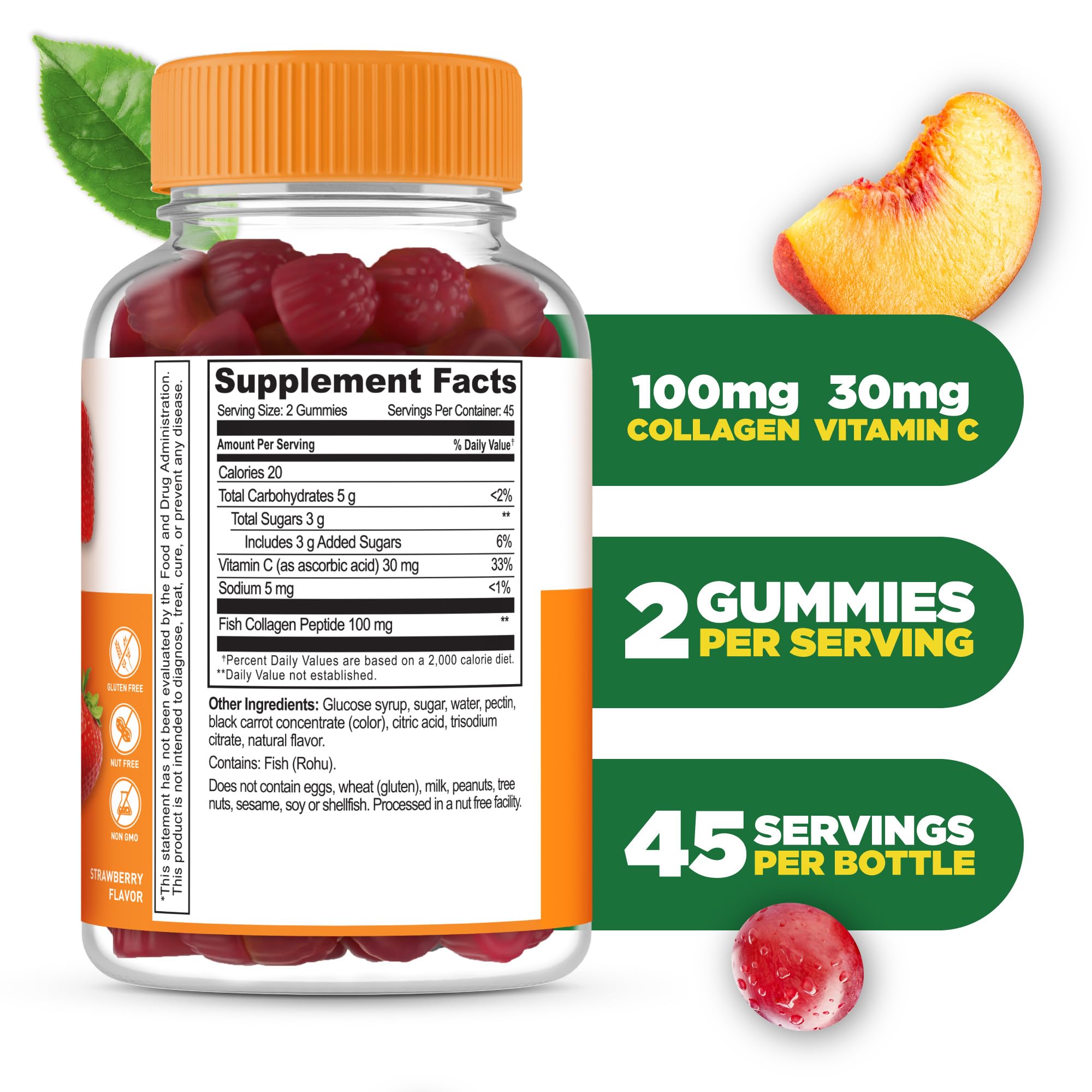 Lifeable Collagen Peptides Gummies | 100mg with Vitamin C | Great Tasting Collagen Supplements | Vegetarian Hair Skin and Nails Gummies | Collagen Gummies for Adults, Men, Women | 90 Gummies - Maple Wellness Supplements