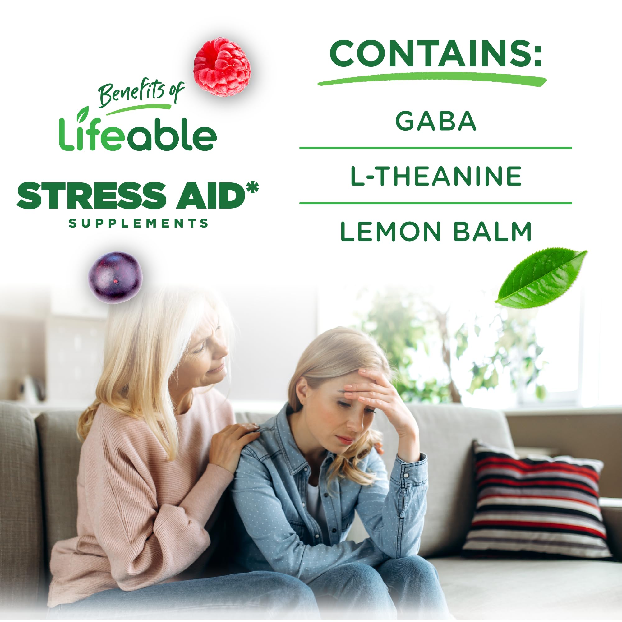 Lifeable Stress Aid Gummies for Teens | with Lemon Balm, GABA and L Theanine Supplements | Vegan Non GMO Mood Support Supplement | Great Tasing Stress Vitamins | L-Theanine for Teen | 90 Gummies - TrustMedUSA