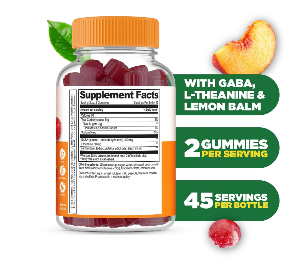 Lifeable Stress Aid Gummies for Teens | with Lemon Balm, GABA and L Theanine Supplements | Vegan Non GMO Mood Support Supplement | Great Tasing Stress Vitamins | L-Theanine for Teen | 90 Gummies - TrustMedUSA