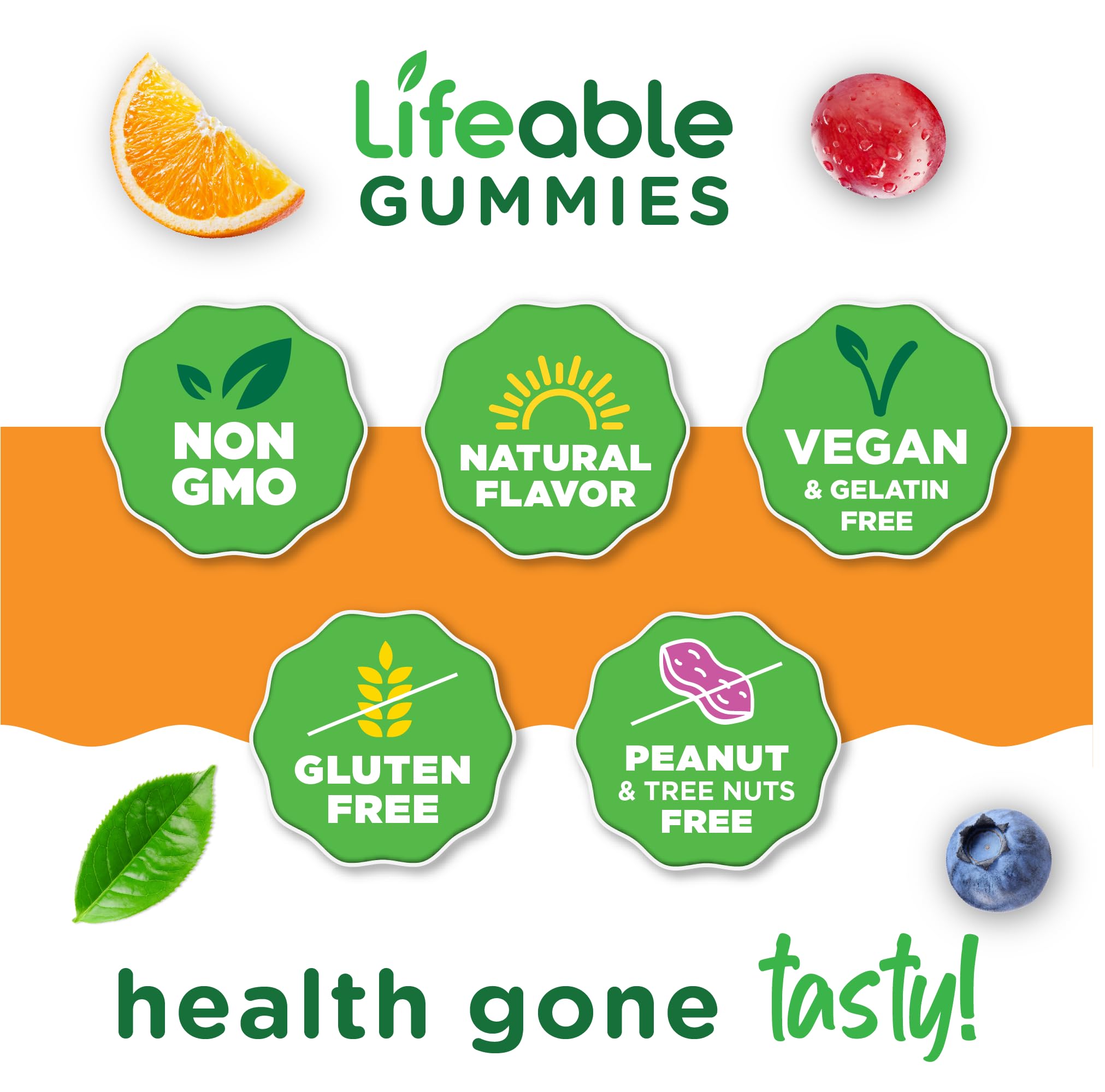Lifeable Stress Aid Gummies for Teens | with Lemon Balm, GABA and L Theanine Supplements | Vegan Non GMO Mood Support Supplement | Great Tasing Stress Vitamins | L-Theanine for Teen | 90 Gummies - TrustMedUSA