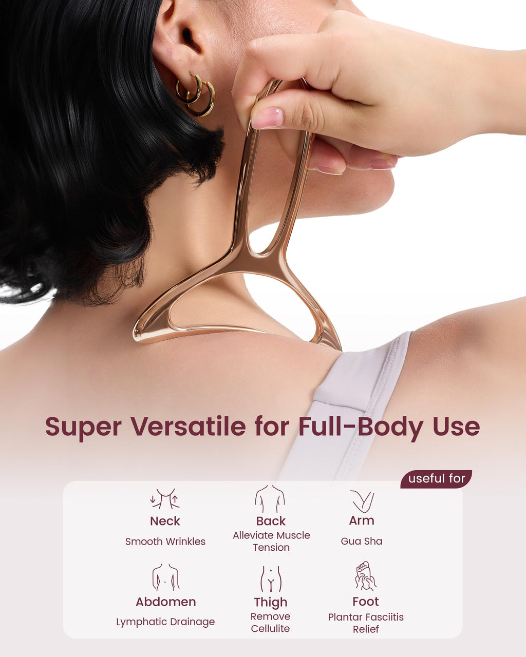 lifechill Lymphatic Drainage Massager & Anti Cellulite Massage Tools for Body Sculpting, Metal Gua Sha & Muscle Scraper Tool Pain Relief Deep Tissue, Gifts for Women, Gold (M) - Maple Wellness Supplements
