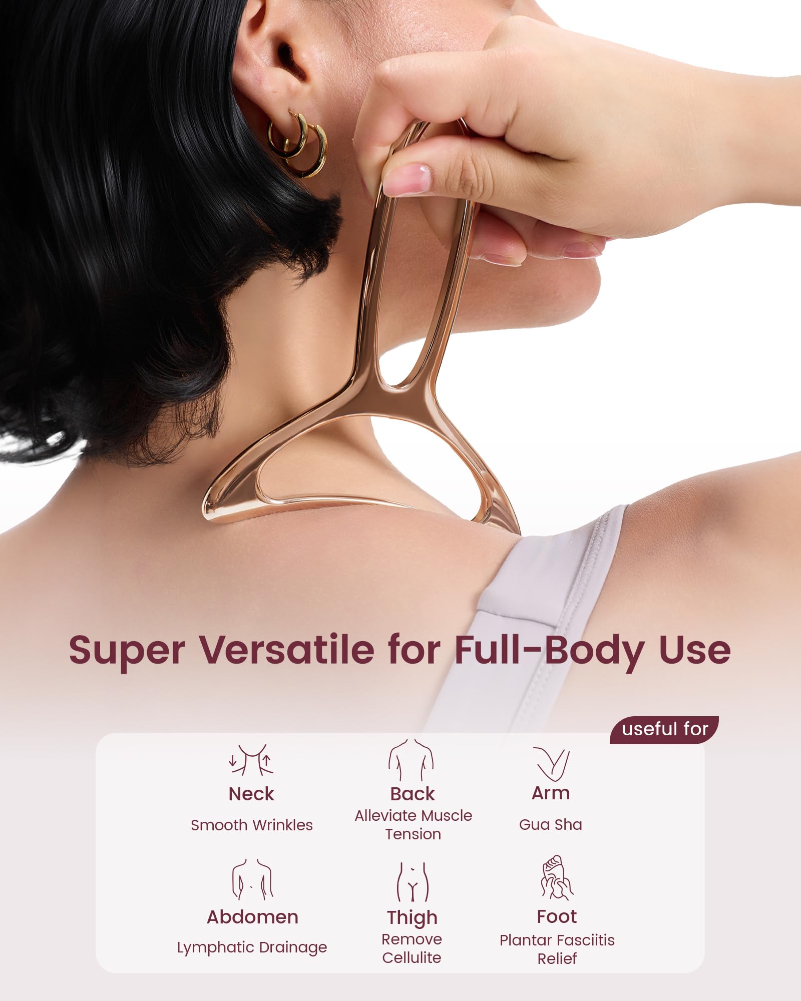 lifechill Lymphatic Drainage Massager & Anti Cellulite Massage Tools for Body Sculpting, Metal Gua Sha & Muscle Scraper Tool Pain Relief Deep Tissue, Gifts for Women, Gold (M) - Maple Wellness Supplements