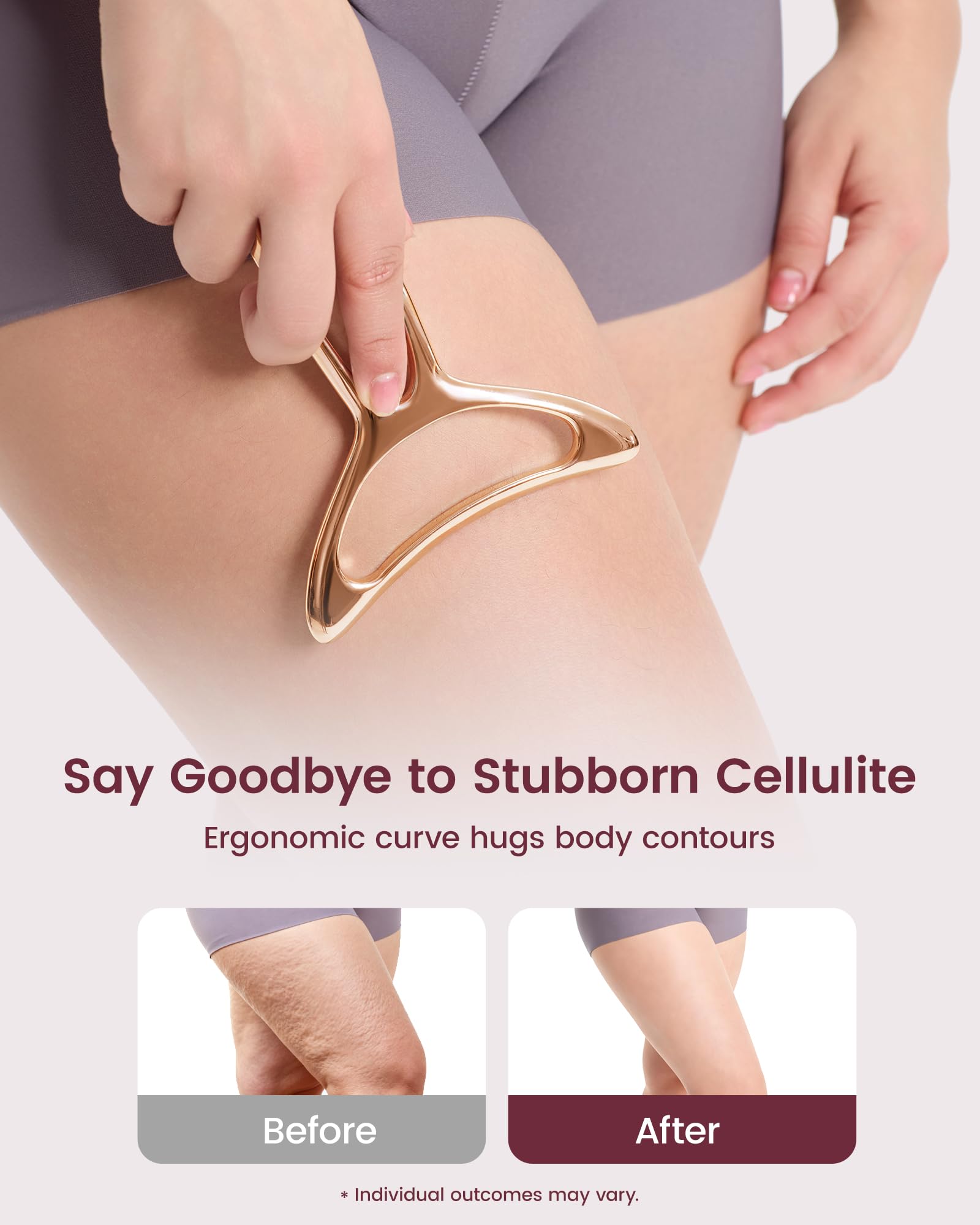 lifechill Lymphatic Drainage Massager & Anti Cellulite Massage Tools for Body Sculpting, Metal Gua Sha & Muscle Scraper Tool Pain Relief Deep Tissue, Gifts for Women, Gold (M) - Maple Wellness Supplements