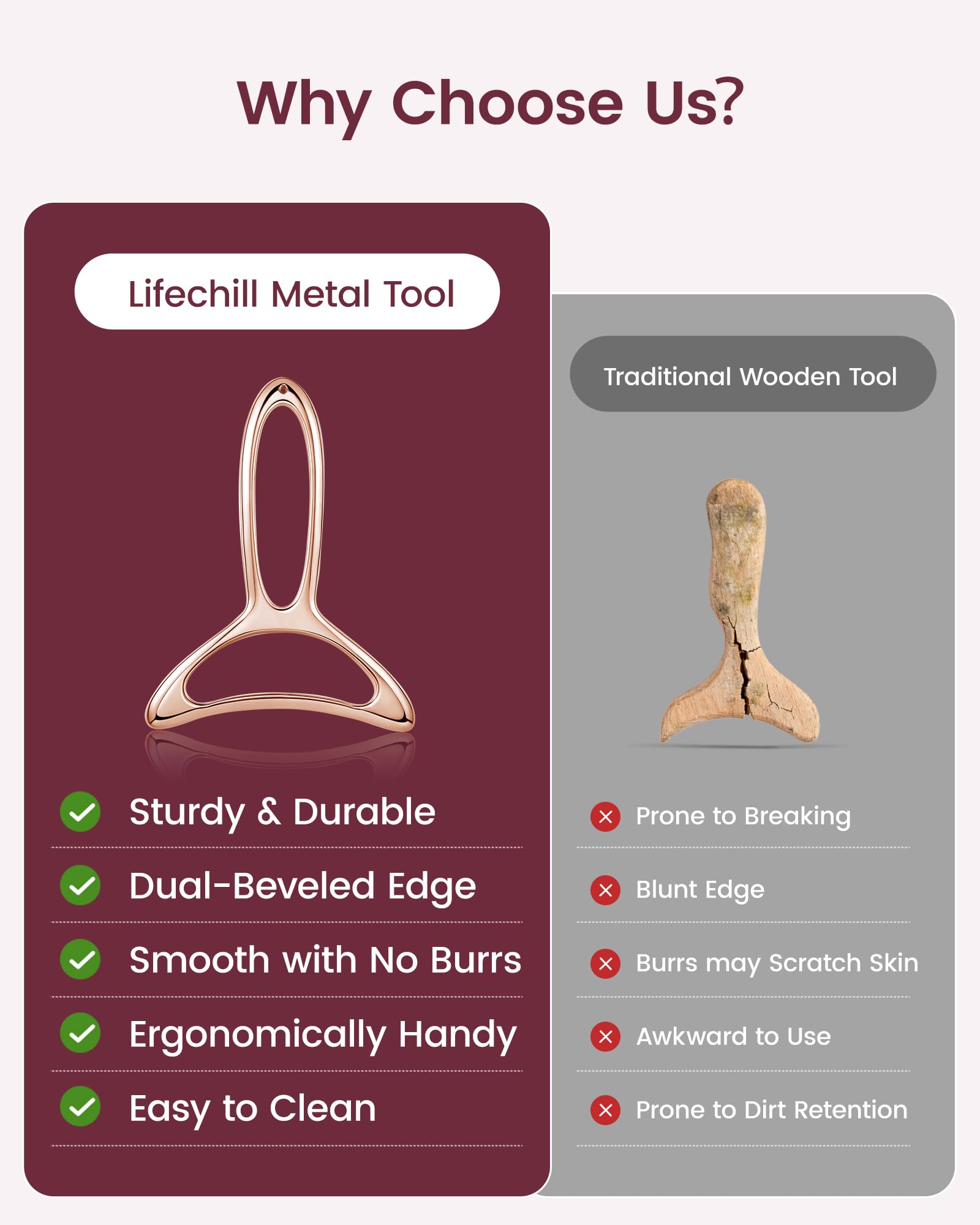 lifechill Lymphatic Drainage Massager & Anti Cellulite Massage Tools for Body Sculpting, Metal Gua Sha & Muscle Scraper Tool Pain Relief Deep Tissue, Gifts for Women, Gold (M) - Maple Wellness Supplements