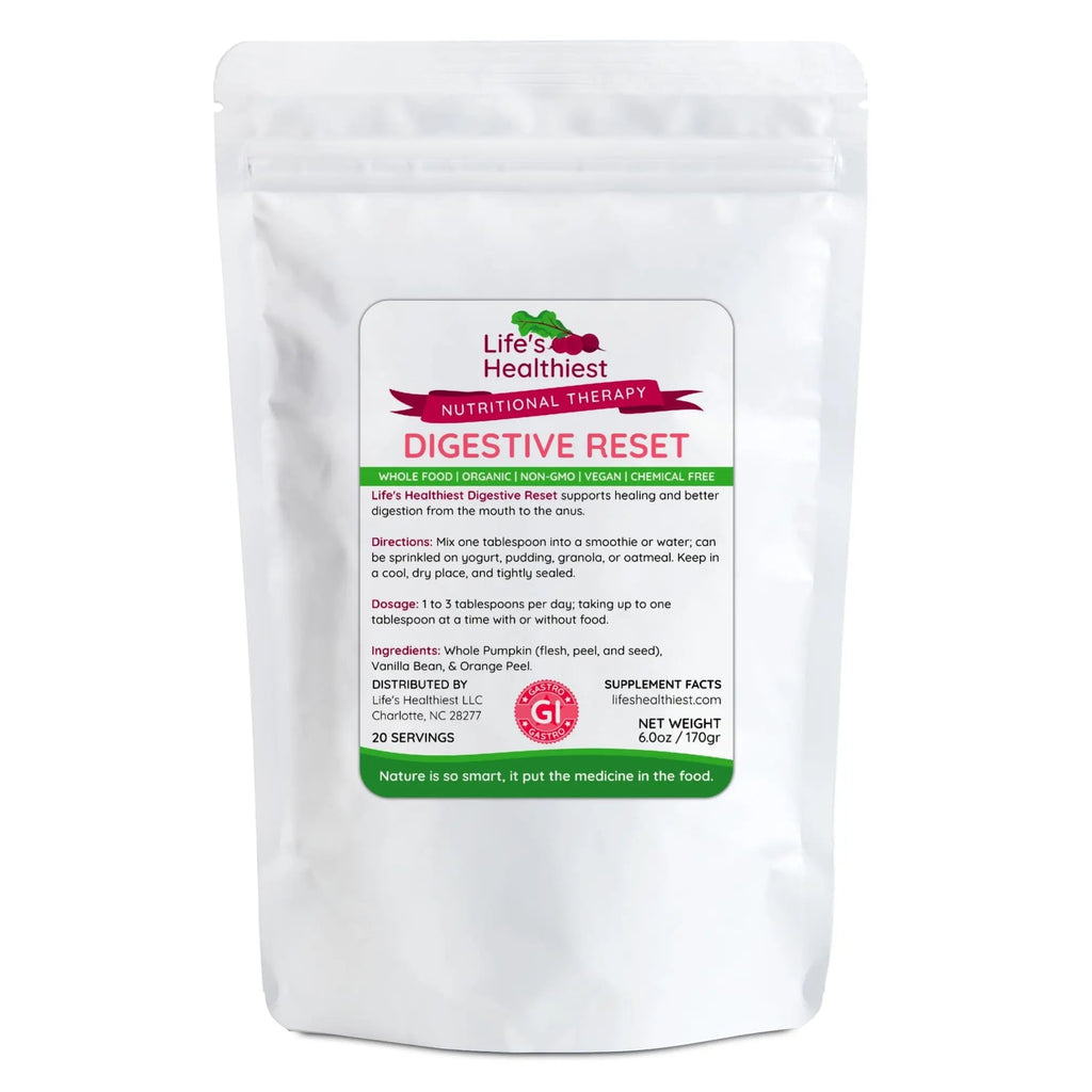 Life's Healthiest Digestive Reset Whole Food Therapy Powder Blend - 100% bioavailable nutrients from Whole Food. Organic, Plant-Based, Non-GMO, Clean and raw. 60 Servings. - TrustMedUSA