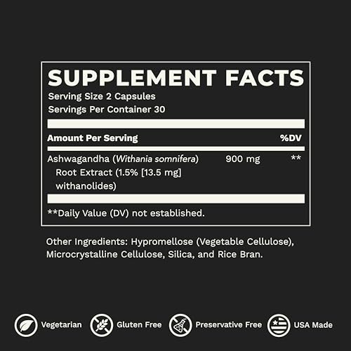 LifeSeasons Essentials Ashwagandha - Stress & Sleep Support Supplement - Calm & Focused Mind - Improves Athletic Performance & Brain Function - 900mg per 2 Capsules - 60 Capsules - TrustMedUSA