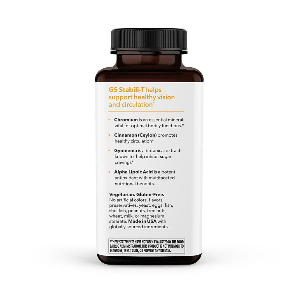 LifeSeasons GS Stabili-T - Blood Sugar Support Supplement - Healthy Circulation & Vision - Maintain Normal Levels - Chromium Cinnamon Gymnema Bilberry & Alpha Lipoic Acid - 90 Capsules - TrustMedUSA