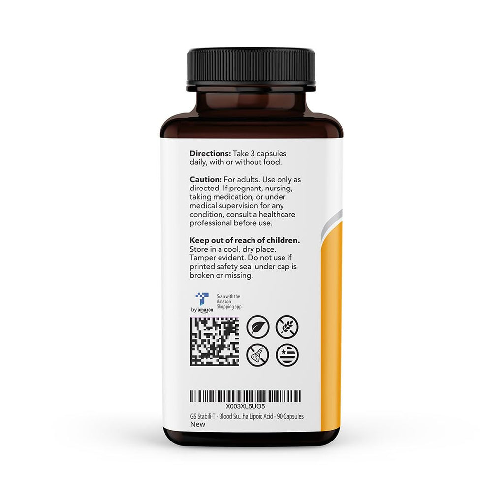 LifeSeasons GS Stabili-T - Blood Sugar Support Supplement - Healthy Circulation & Vision - Maintain Normal Levels - Chromium Cinnamon Gymnema Bilberry & Alpha Lipoic Acid - 90 Capsules - TrustMedUSA