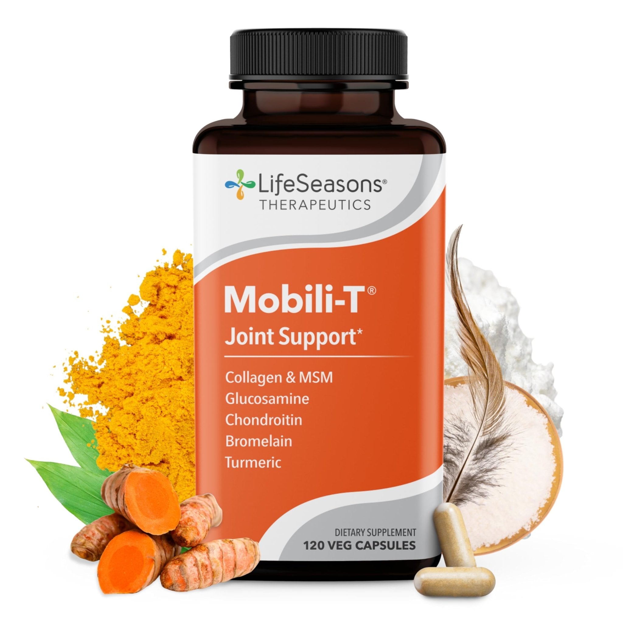 LifeSeasons Mobili-T - Joint Support Supplement - Reduces Aches & Discomforts - Increase Range of Motion - Rebuild Tissue & Cartilage - MSM Chondroitin Collagen Glucosamine & Turmeric - 120 Capsules - TrustMedUSA
