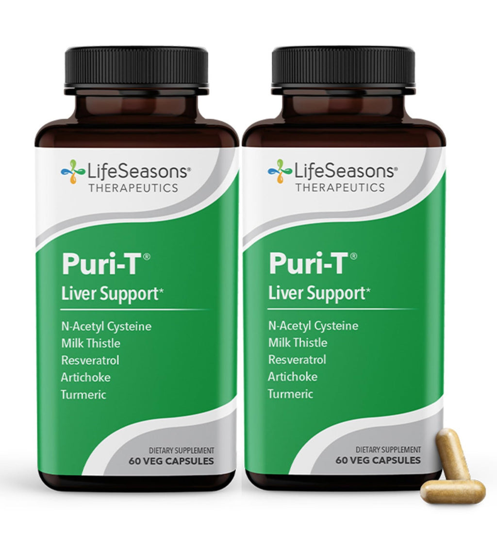 LifeSeasons Puri-T - Liver Cleanse & Detox Support Supplement - Resveratrol N-Acetyl Cysteine Milk Thistle Artichoke & Turmeric - Supports Tissue Regeneration & Healthy Bile - 60 Capsules (Pack of 2) - Maple Wellness Supplements