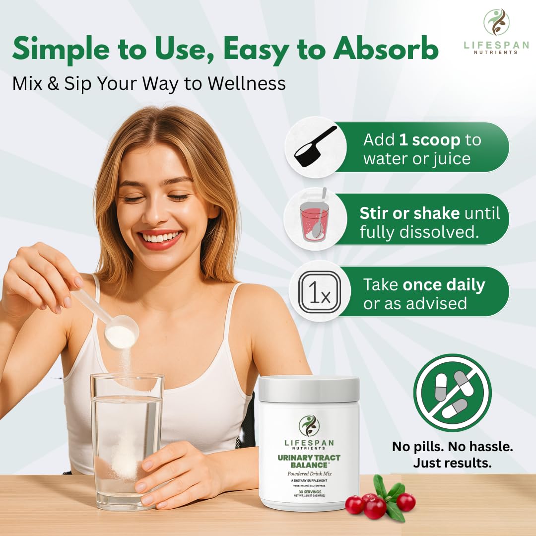 LifeSpan Nutrients D Mannose with Cranberry and Probiotics Powder Supports Urinary Tract and Bladder Health Easy Mix Drink Vegan Gluten Free 30 Servings - TrustMedUSA
