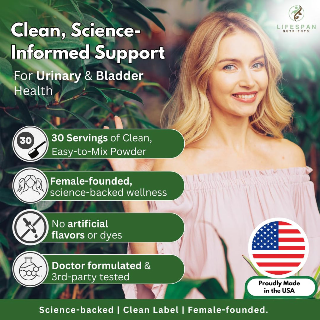 LifeSpan Nutrients D Mannose with Cranberry and Probiotics Powder Supports Urinary Tract and Bladder Health Easy Mix Drink Vegan Gluten Free 30 Servings - TrustMedUSA