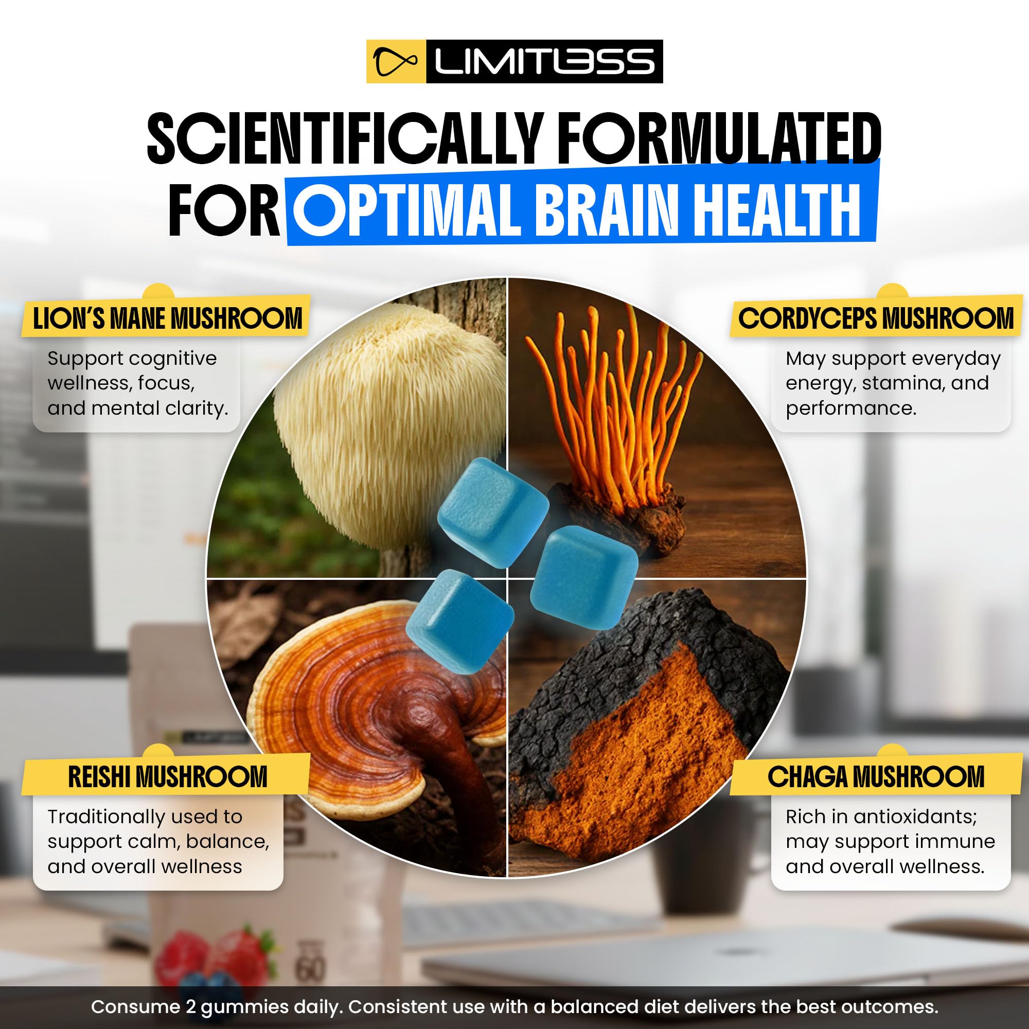 Limitless Supershrooms Smart Focus Gummies - 30 Day Supply - TrustMedUSA