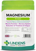 Lindens 500mg Magnesium Tablets | 90s 1-a-Day | Made in The UK | Tiredness, Muscle - TrustMedUSA