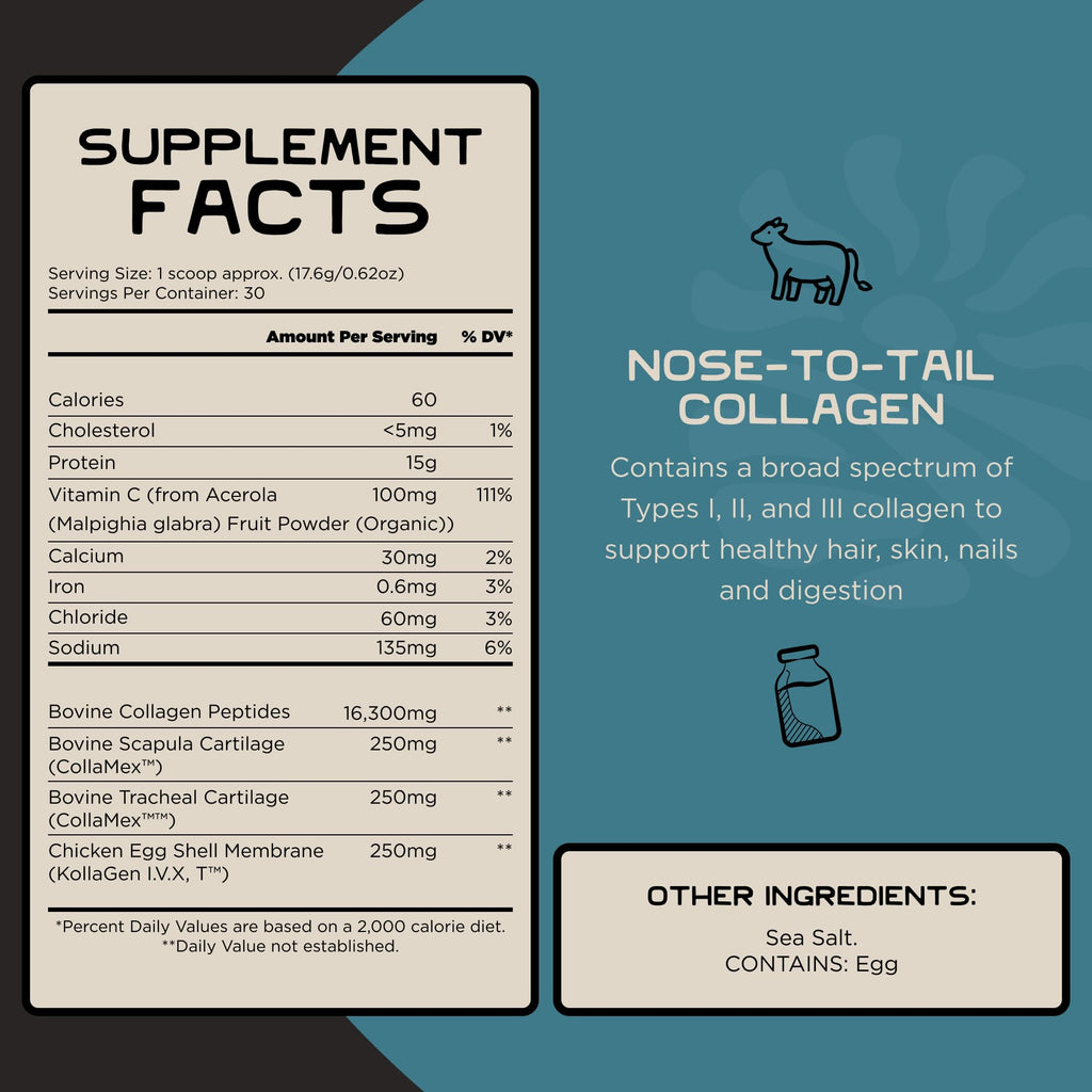 Lineage Provisions 100% Grass Fed Collagen Powder UNFLAVORED – Hydrolyzed Bovine Collagen Peptides with Trachea, Scapula, Eggshell Membrane – Collagen Protein Powder with Vitamin C – 30 Servings - Maple Wellness Supplements