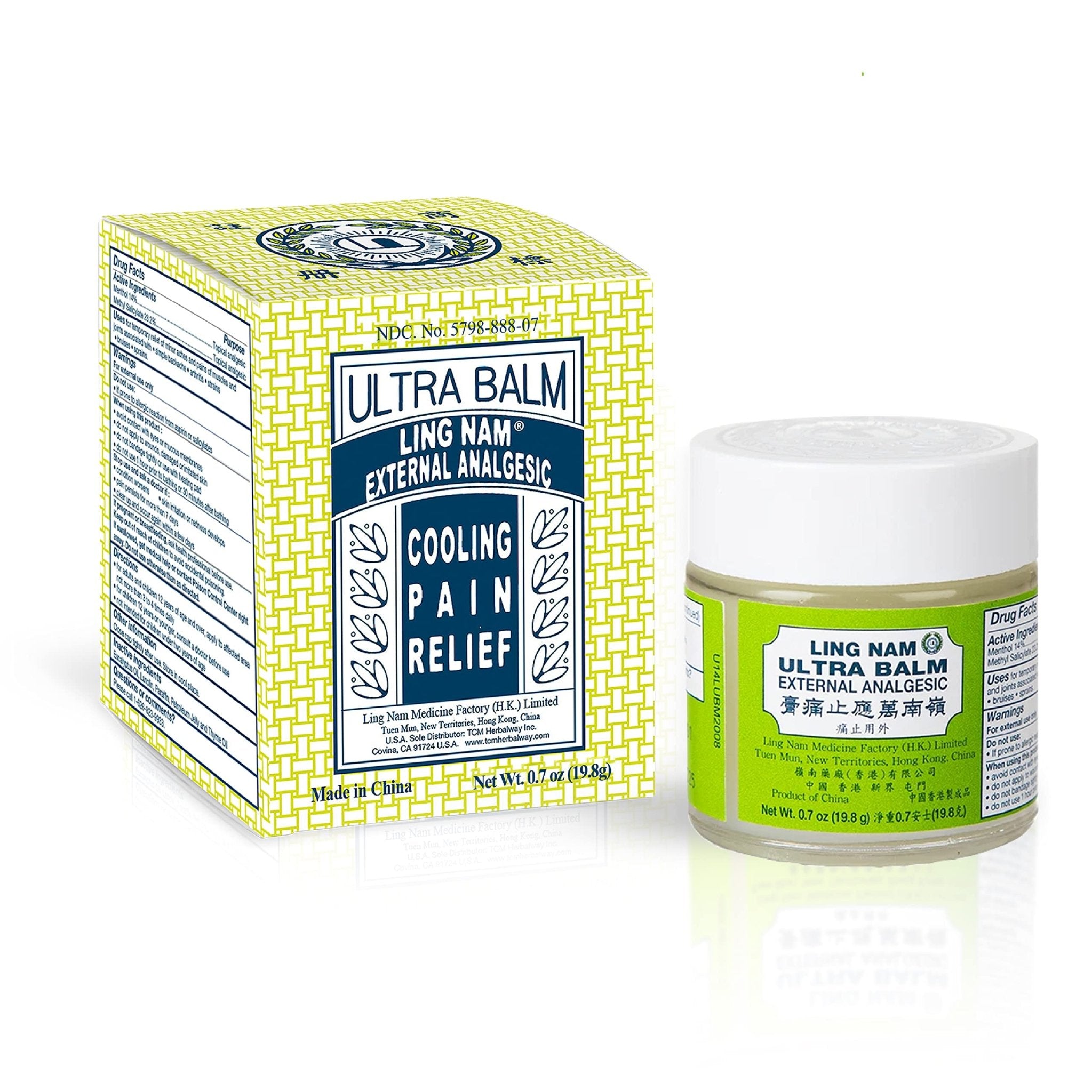 Ling Nam Ultra Balm External Analgesic, for Cooling Pain Relief Simple Backache Arthritis Strains Bruises Sprain, Muscle Pain, Muscle Soreness,0.7oz/19.8g - TrustMedUSA