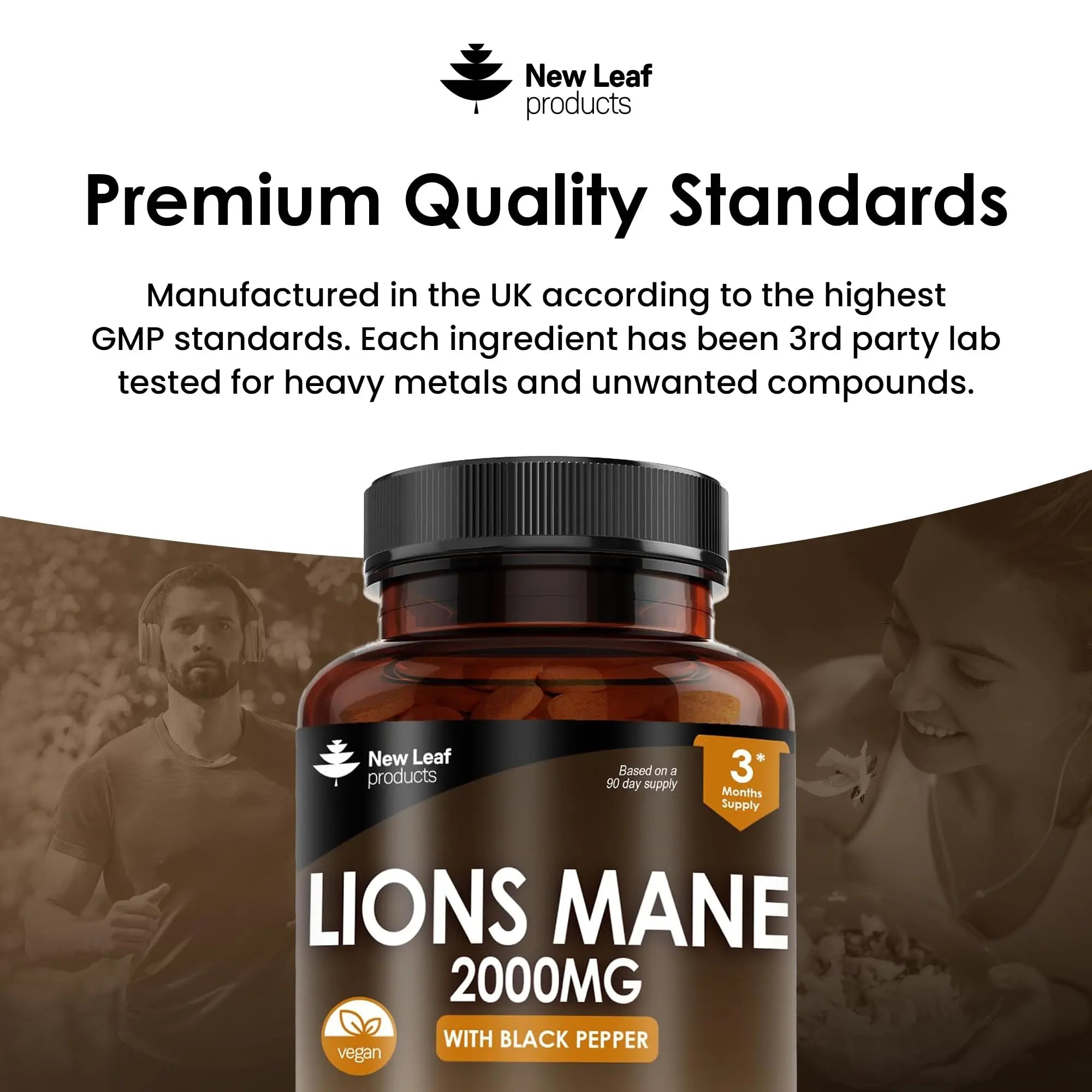 Lions Mane Mushroom Extract Supplement 2000mg - 180 High Strength Vegan Tablets - TrustMedUSA
