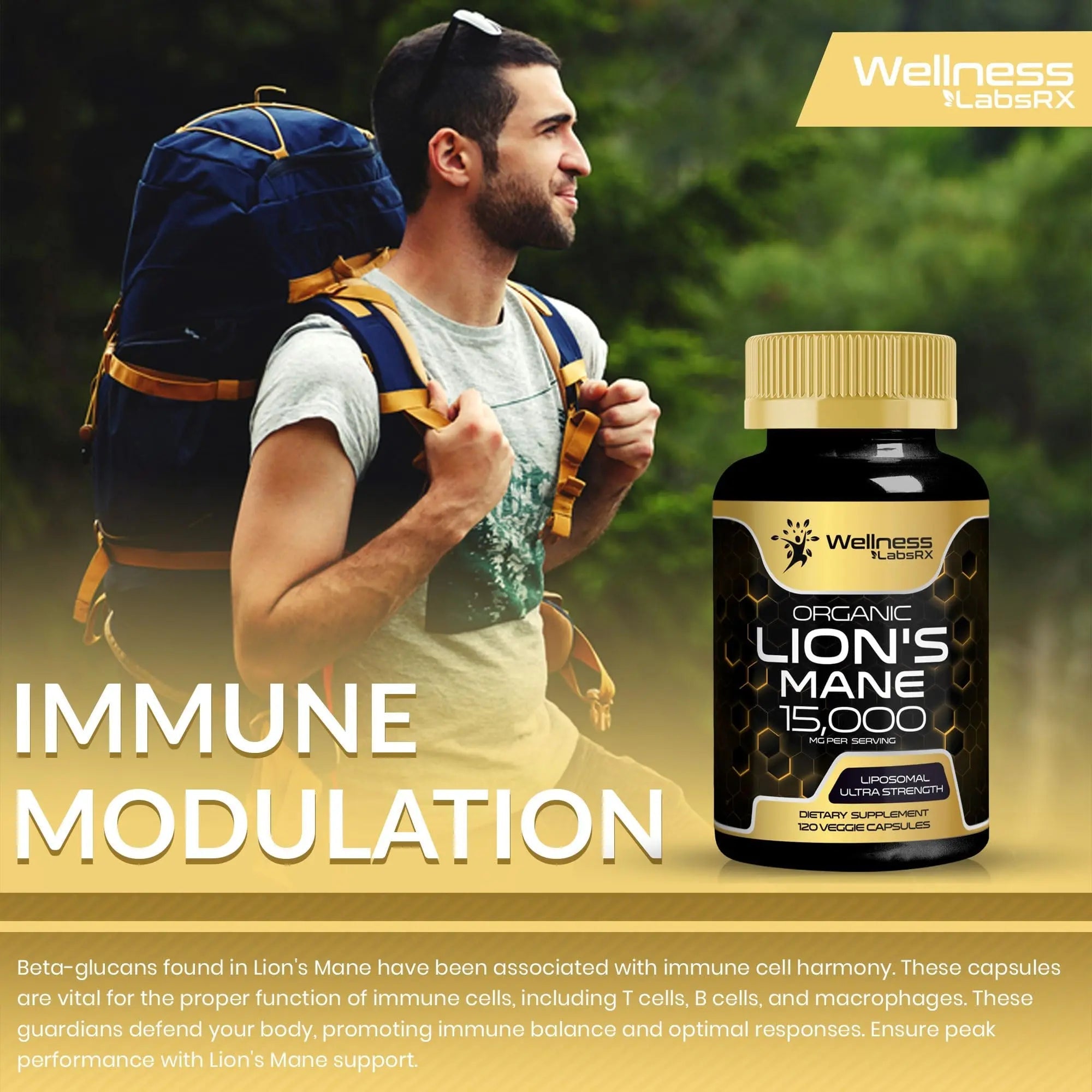 Lions Mane Supplement Capsules - 120 Count - Mushroom Supplement, Brain Supplements - TrustMedUSA