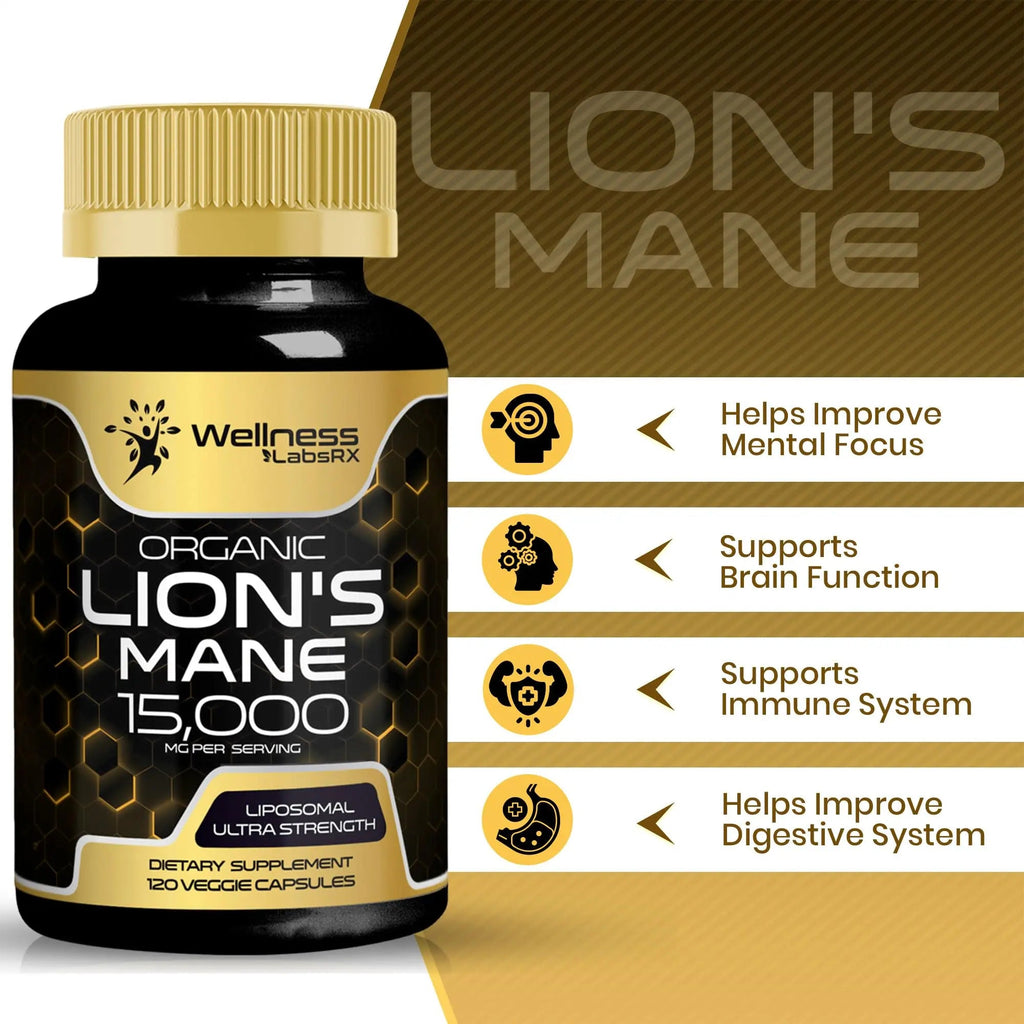 Lions Mane Supplement Capsules - 120 Count - Mushroom Supplement, Brain Supplements - TrustMedUSA