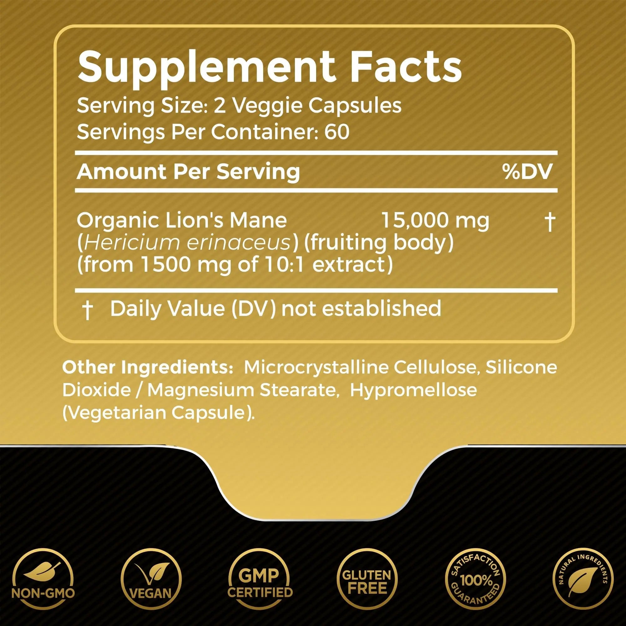 Lions Mane Supplement Capsules - 120 Count - Mushroom Supplement, Brain Supplements - TrustMedUSA