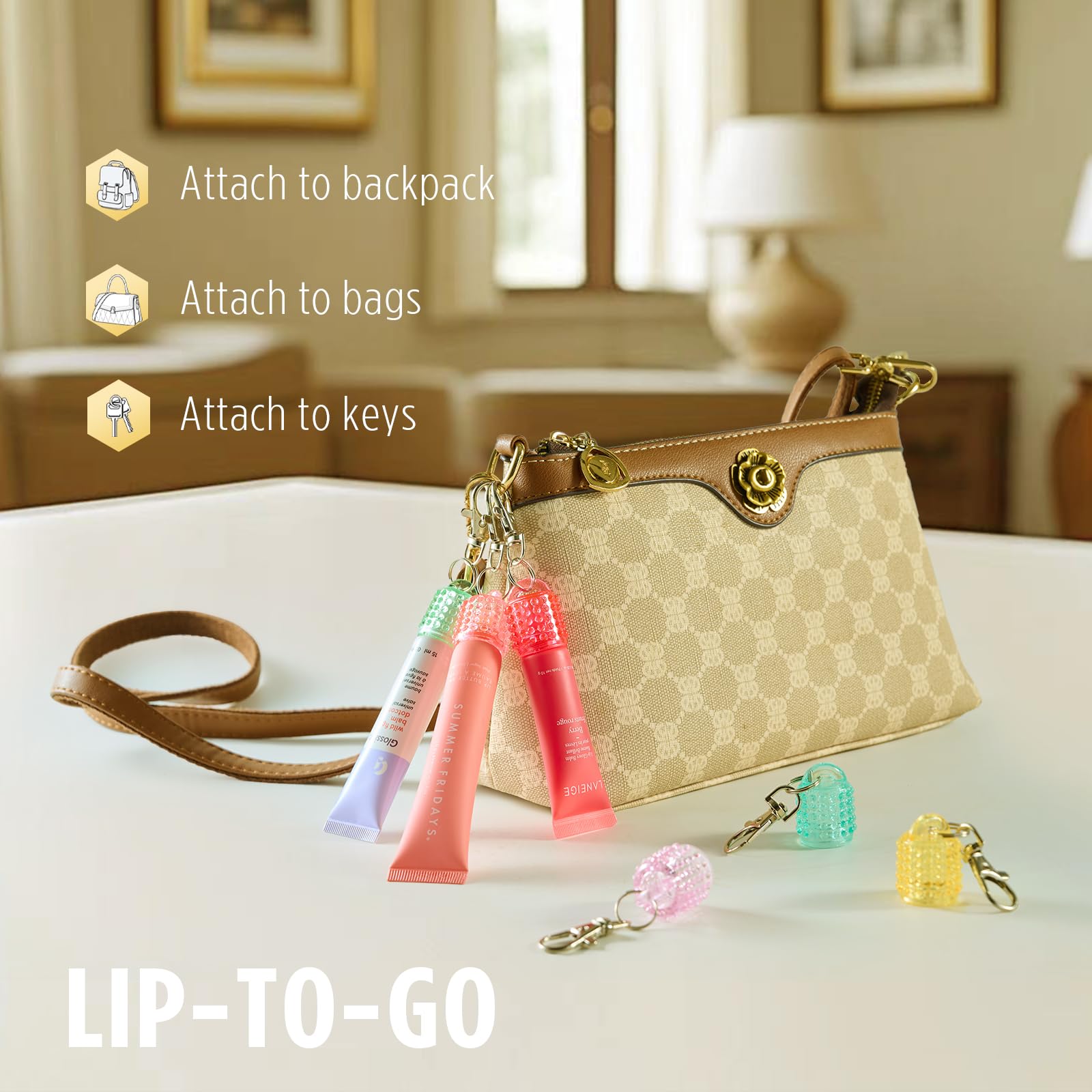 Lip Balm Keychain Cap for Laneige, Summer Friday and Glossier, Lip Balm Holder for Lanyard or Bag, Lip Gloss Keychain for Women,Replacement Cap with Stopper Prevent Spills - TrustMedUSA