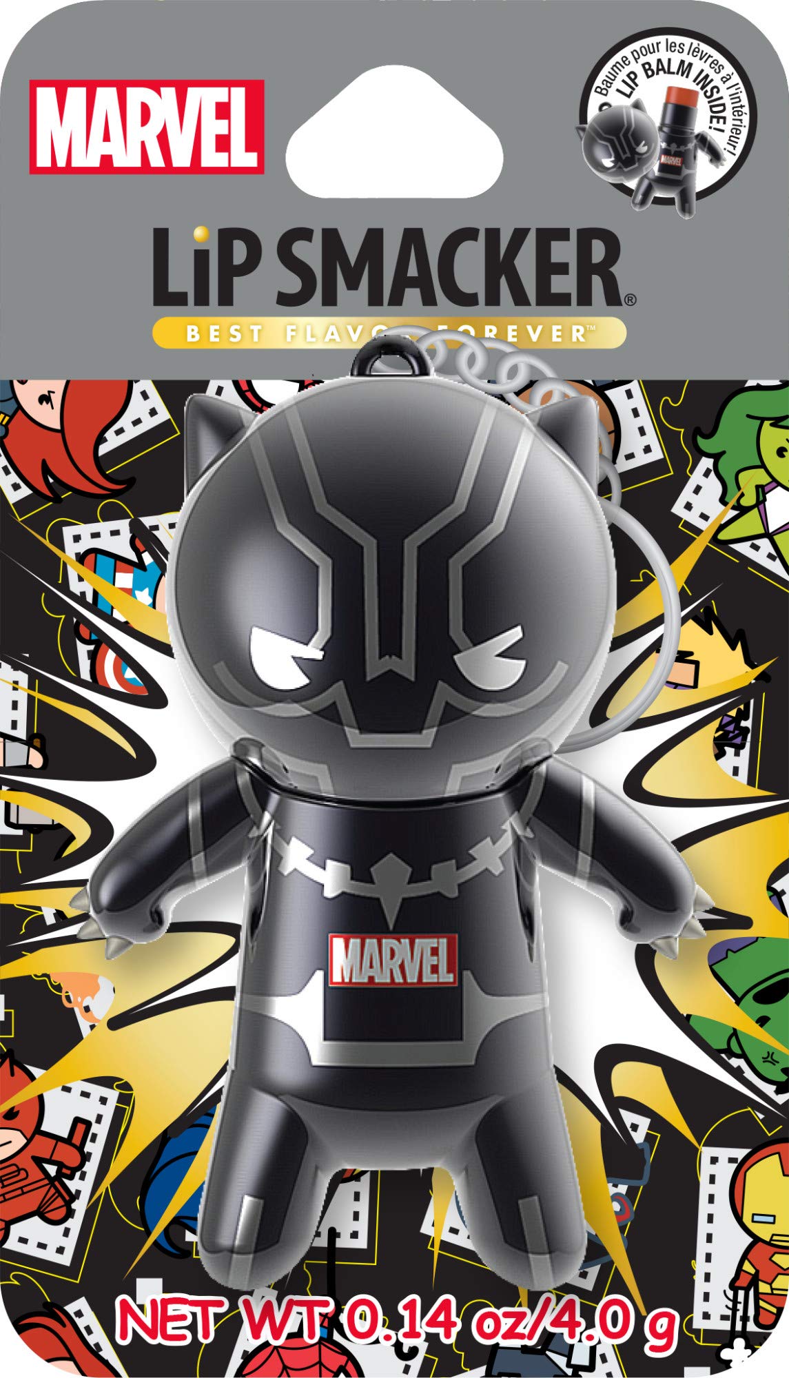 Lip Smacker Marvel Lip Balm Keychain, Clear & Glossy, Fun & Giftable, Cruelty Free - Black Panther - TrustMedUSA