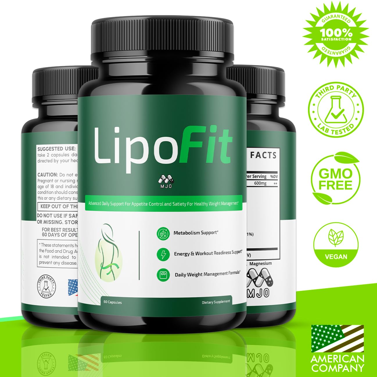 Lipo Fit Capsules, Official Lipo Fit Pills with All Natural Ingredients, Advanced Overall Health and Wellness Vitamin Supplement Formula for Maximum Strength Multivitamin Support (60 Capsules) - TrustMedUSA