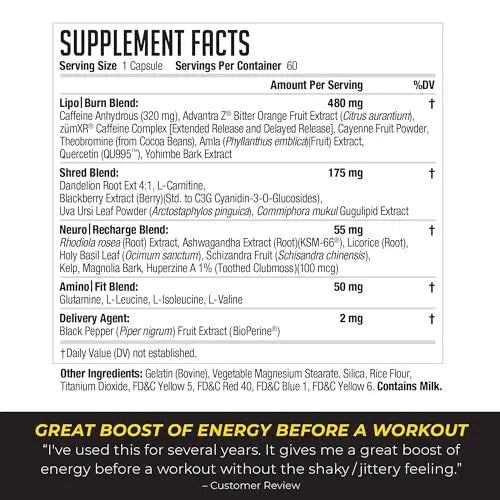 LIPORUSH NDS Nutrition XT - Super Concentrated Thermogenic with L-Carnitine & Teacrine - TrustMedUSA