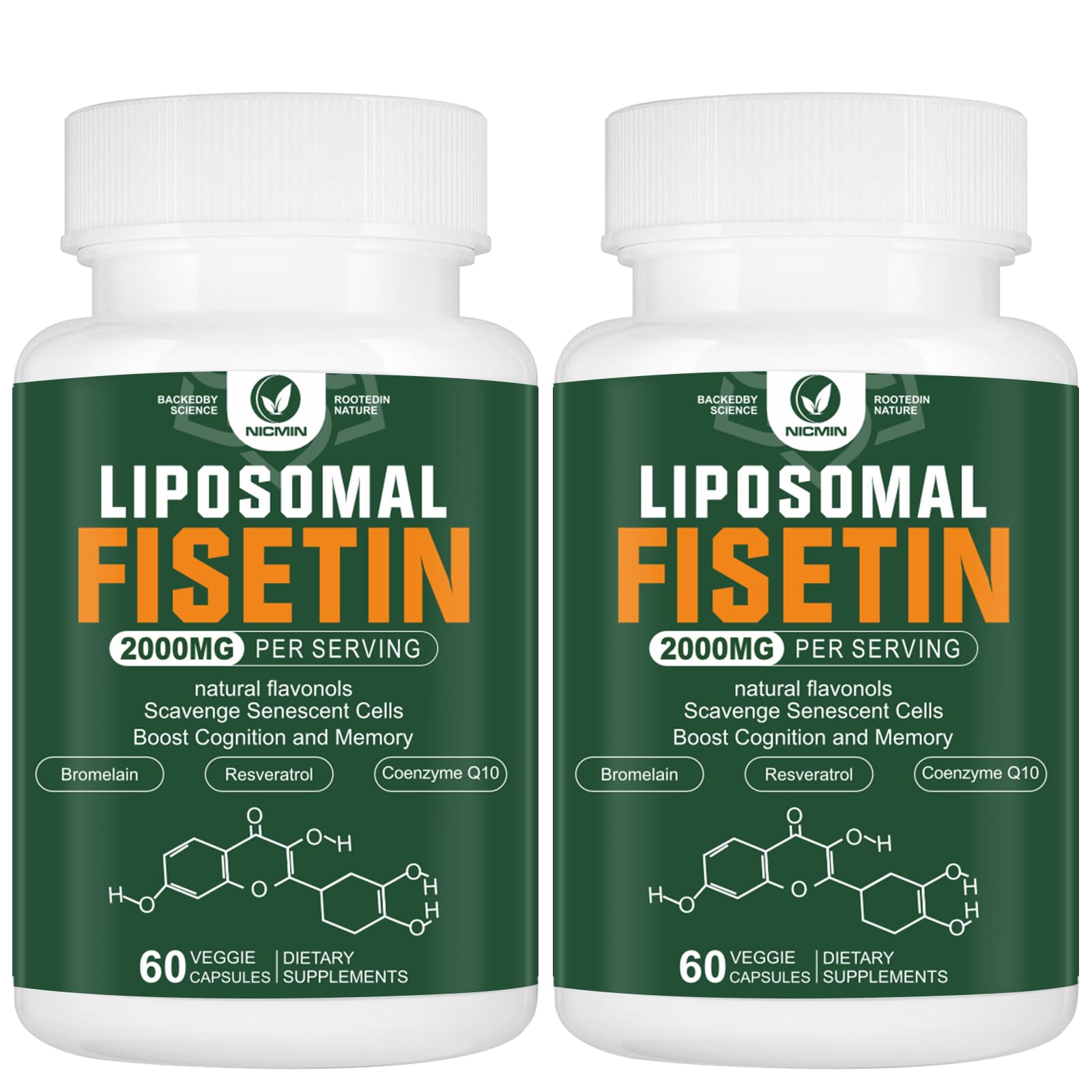 Liposomal Fisetin Supplement, 2000MG, 98% Pure Fisetin Polyphenols Antioxidants, with Quercetin, TMG and Resveratrol, for Healthy Aging, Cognitive Support, 120 Capsules - TrustMedUSA