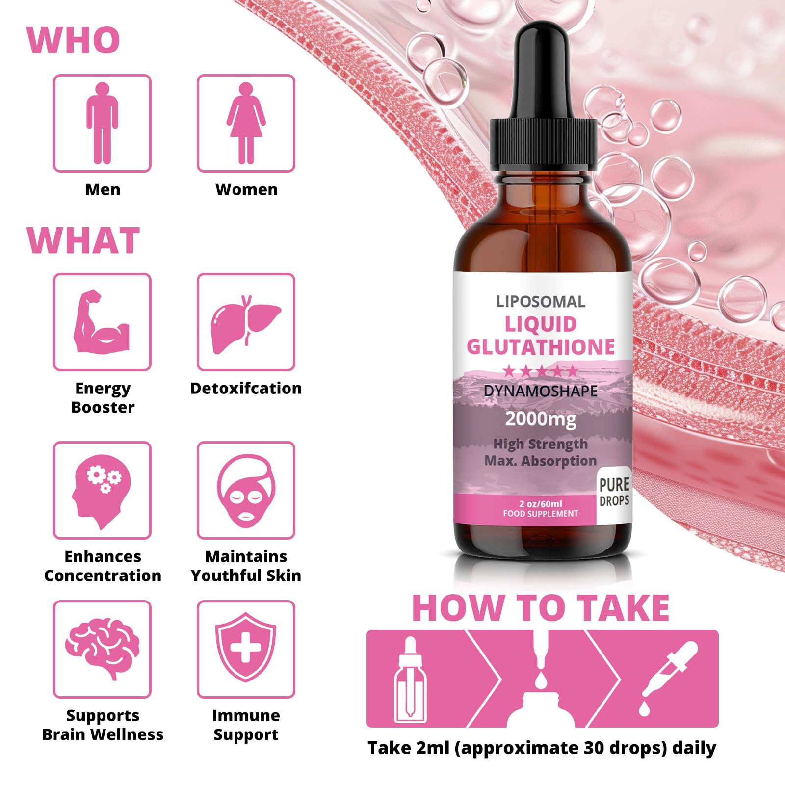 Liposomal Glutathione 2000mg with Vitamin C, Oral Glutathione Liquid, Antioxidant Supplement for Detox, Superior Absorption, Higher Dosage (Pack of 1) - TrustMedUSA